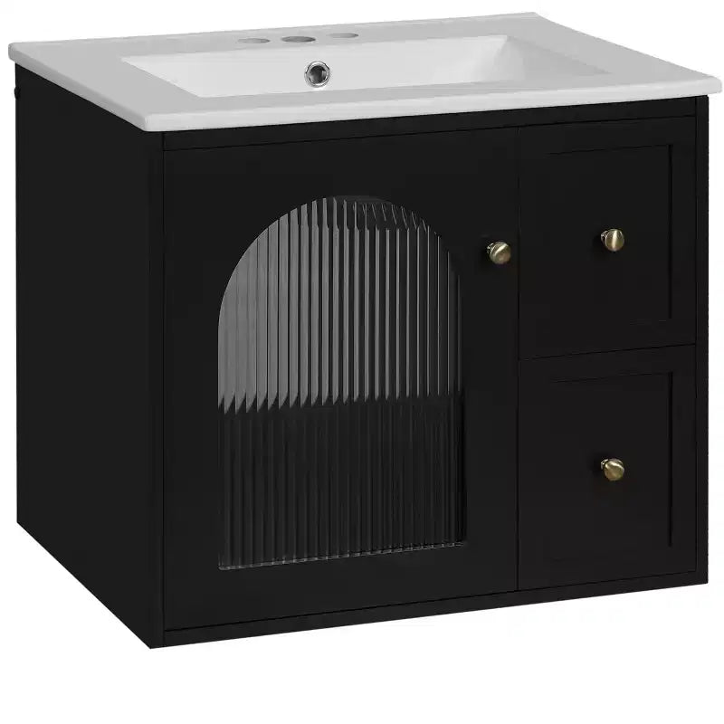 24 Wall Bathroom Cabinet with Storage, Bathroom Vanity Sink Combo with Drawers and Soft-Close Door, Small Single Sink Bathroom Vanity