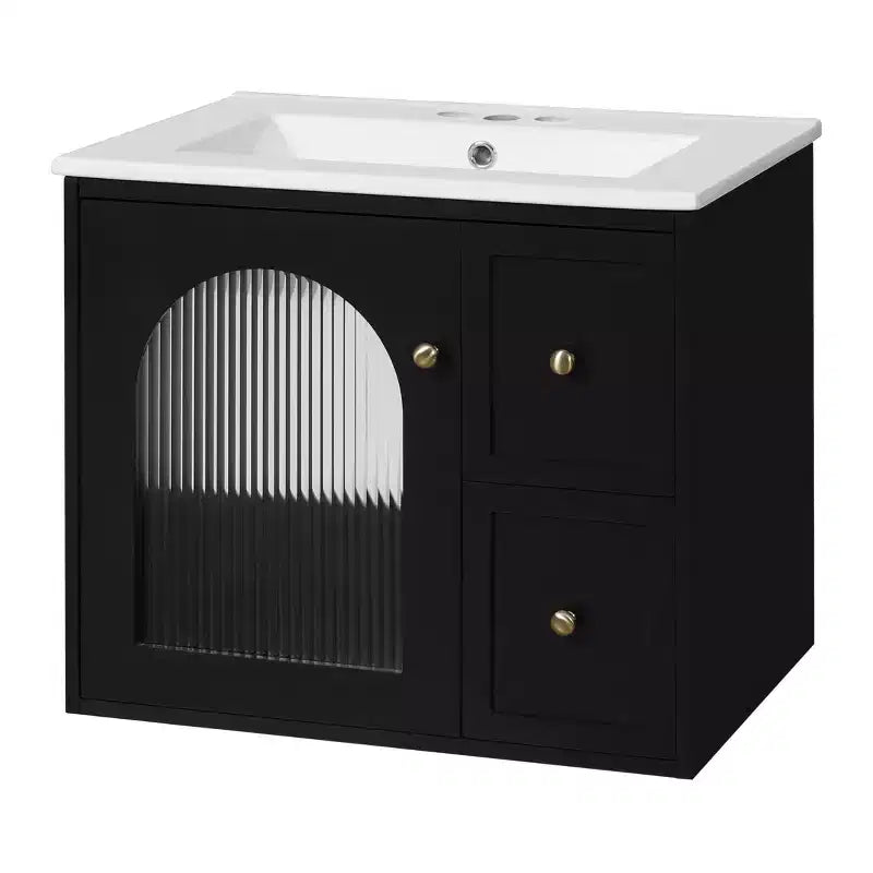 24 Wall Bathroom Cabinet with Storage, Bathroom Vanity Sink Combo with Drawers and Soft-Close Door, Small Single Sink Bathroom Vanity