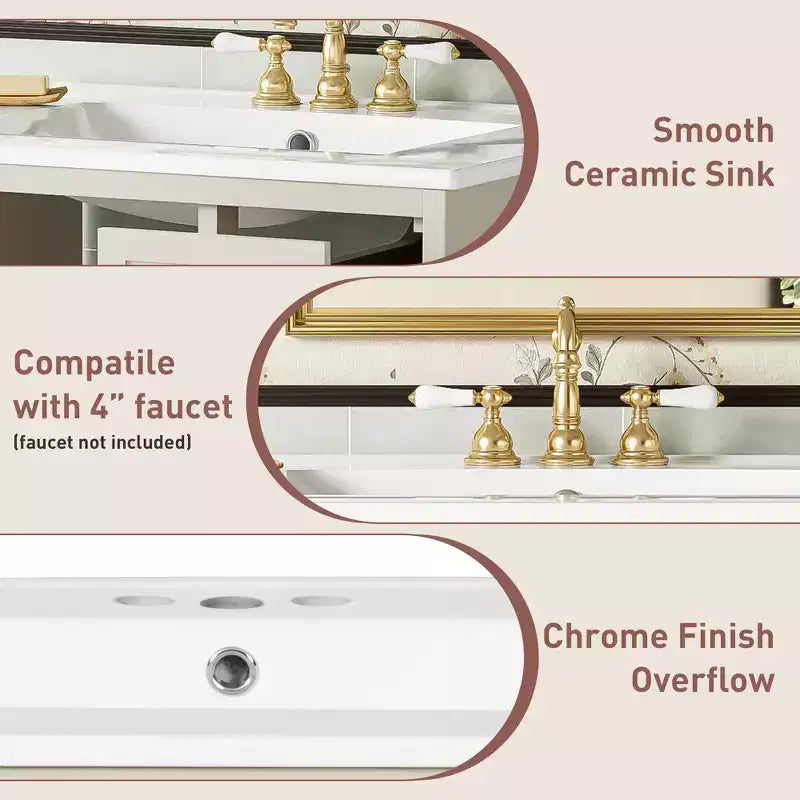 24 Wall Bathroom Cabinet with Storage, Bathroom Vanity Sink Combo with Drawers and Soft-Close Door, Small Single Sink Bathroom Vanity