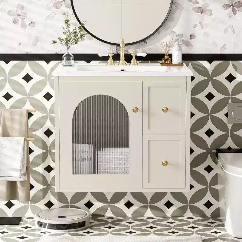 24 Wall Bathroom Cabinet with Storage, Bathroom Vanity Sink Combo with Drawers and Soft-Close Door, Small Single Sink Bathroom Vanity