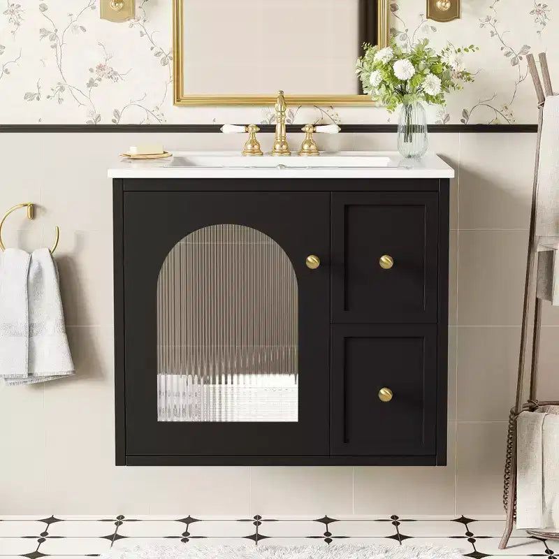 24 Wall Bathroom Cabinet with Storage, Bathroom Vanity Sink Combo with Drawers and Soft-Close Door, Small Single Sink Bathroom Vanity