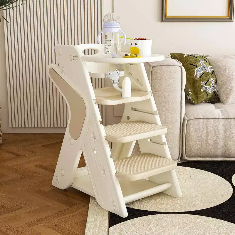GDFStudio Sarun Modern Polyethylene Multi Functional Kids Dining Chair with Adjustable Footrest and Movable Tray
