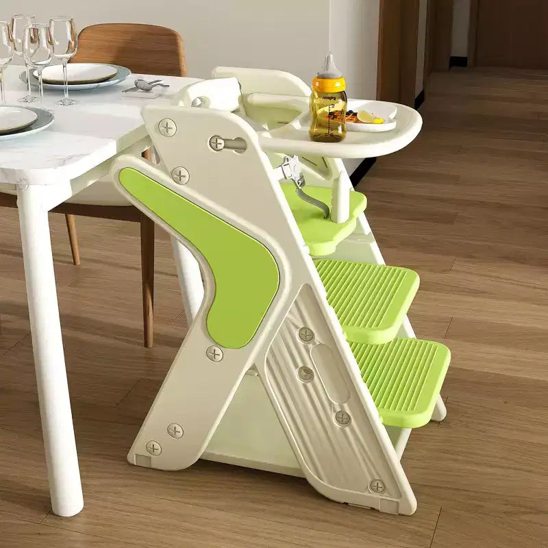 GDFStudio Sarun Modern Polyethylene Multi Functional Kids Dining Chair with Adjustable Footrest and Movable Tray