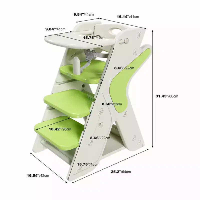 GDFStudio Sarun Modern Polyethylene Multi Functional Kids Dining Chair with Adjustable Footrest and Movable Tray