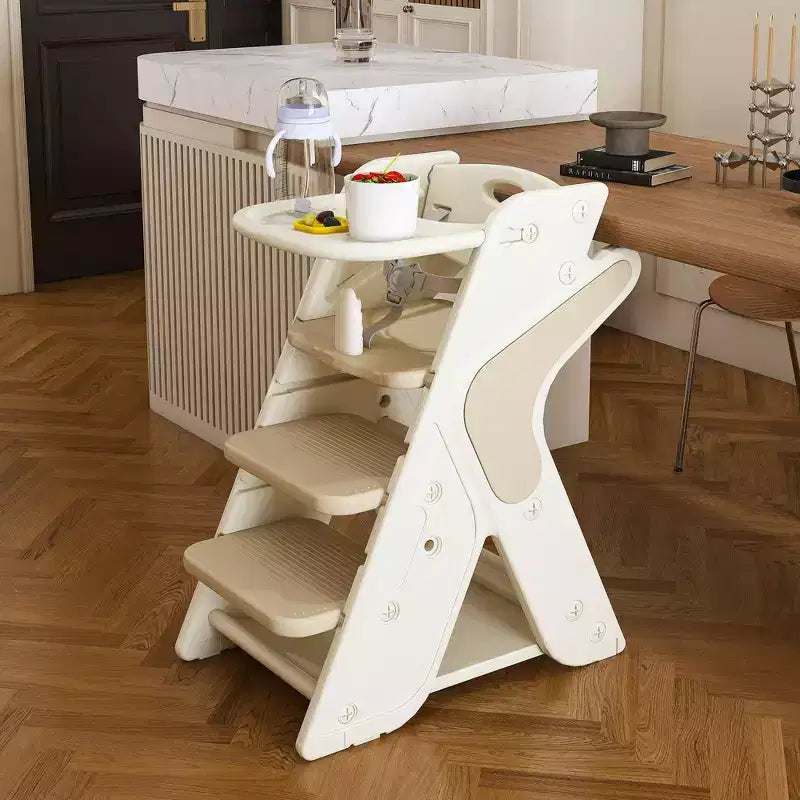 GDFStudio Sarun Modern Polyethylene Multi Functional Kids Dining Chair with Adjustable Footrest and Movable Tray