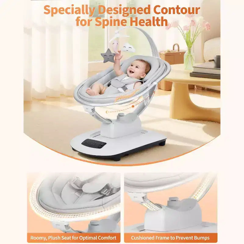 GustoWave Baby Swing for Infants & Toddlers, 5 Motion Modes & Speeds, Remote Control, Reclining Seat with 5-Point Harness, 5 Preset Music