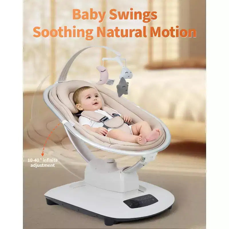 GustoWave Baby Swing for Infants & Toddlers, 5 Motion Modes & Speeds, Remote Control, Reclining Seat with 5-Point Harness, 5 Preset Music