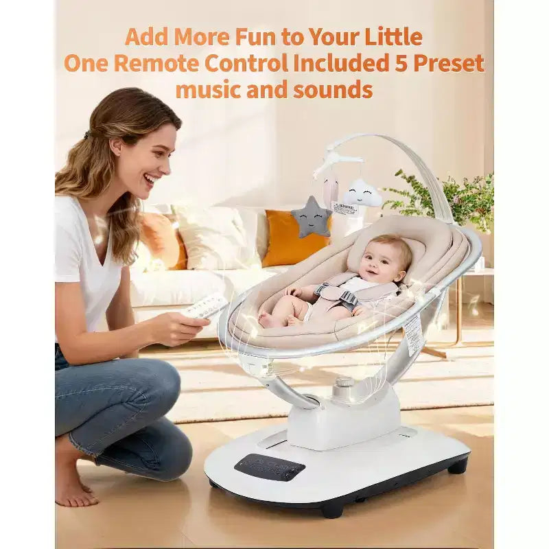 GustoWave Baby Swing for Infants & Toddlers, 5 Motion Modes & Speeds, Remote Control, Reclining Seat with 5-Point Harness, 5 Preset Music