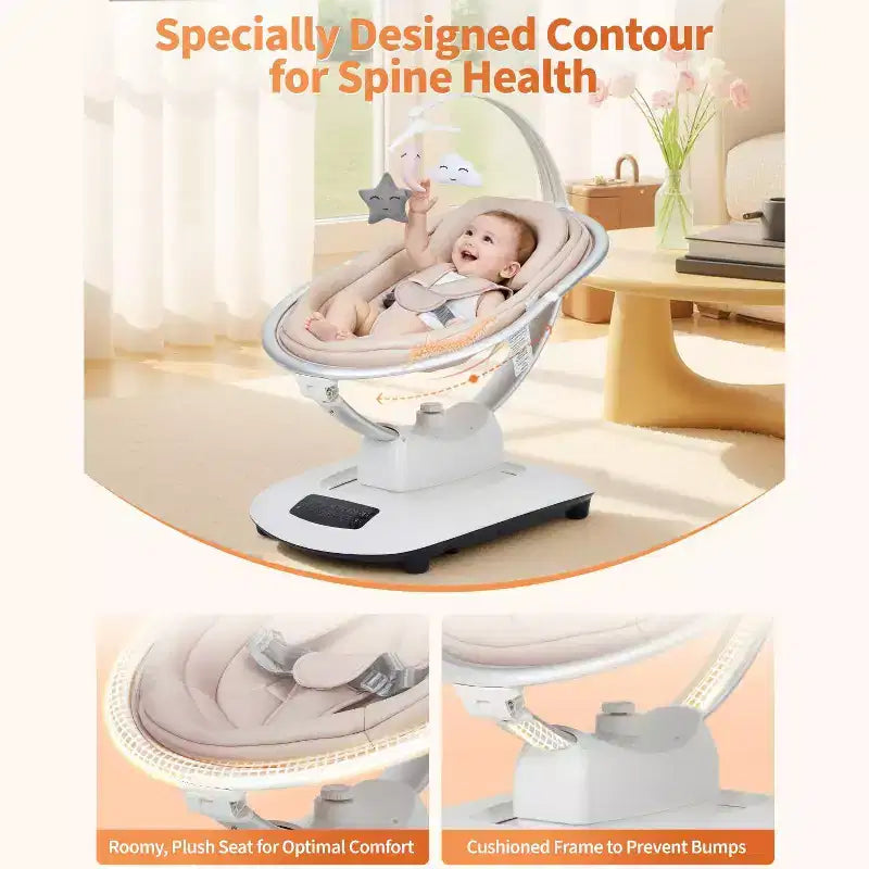GustoWave Baby Swing for Infants & Toddlers, 5 Motion Modes & Speeds, Remote Control, Reclining Seat with 5-Point Harness, 5 Preset Music