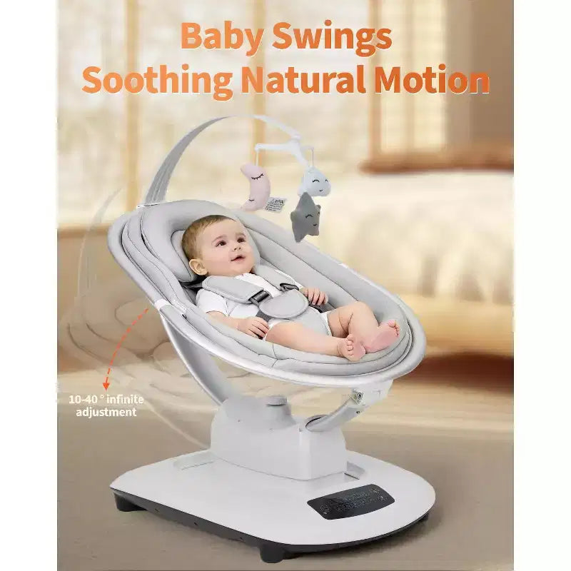GustoWave Baby Swing for Infants & Toddlers, 5 Motion Modes & Speeds, Remote Control, Reclining Seat with 5-Point Harness, 5 Preset Music