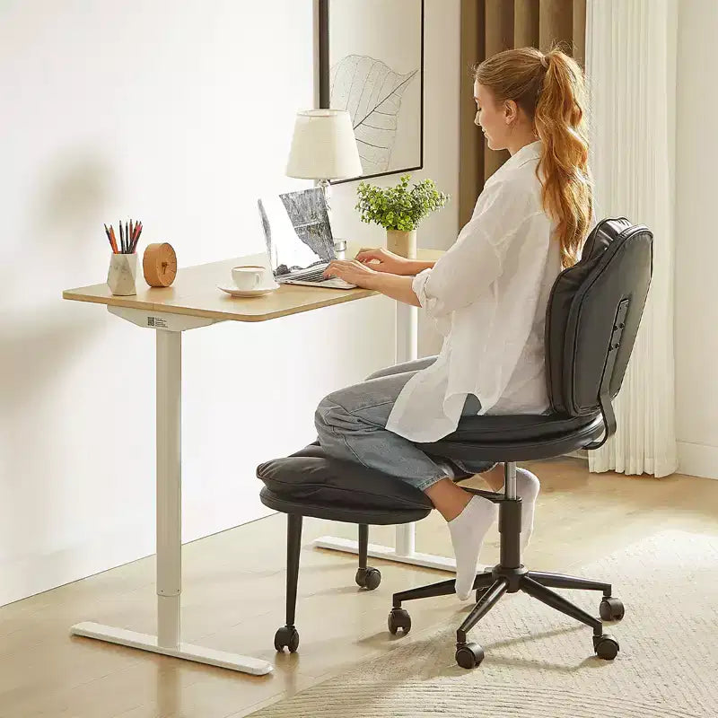 PINMOCO Cross Legged Office Chair Cloud Criss Cross Desk Chair with Lumbar Support Height Adjustable Swivel Chair Yoga Meditation Chair Kneeling Chair