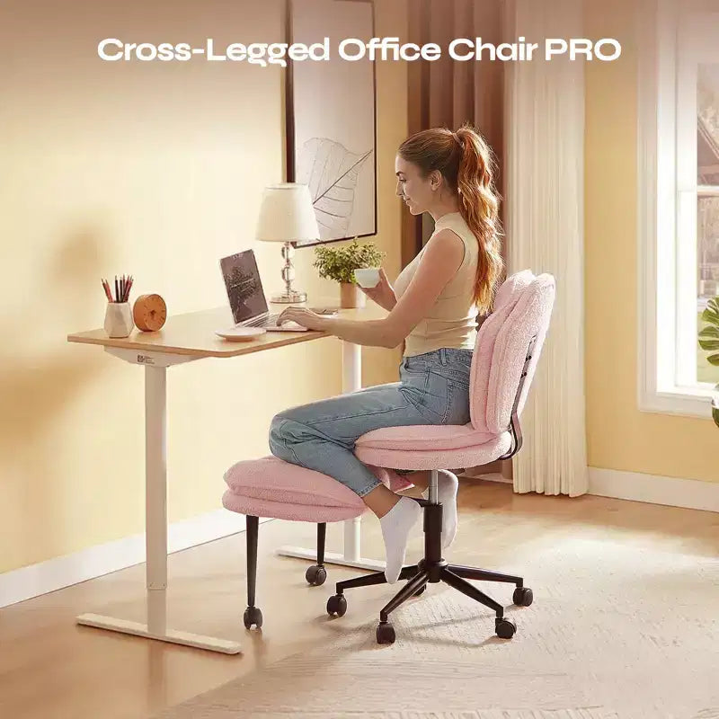 PINMOCO Cross Legged Office Chair Cloud Criss Cross Desk Chair with Lumbar Support Height Adjustable Swivel Chair Yoga Meditation Chair Kneeling Chair