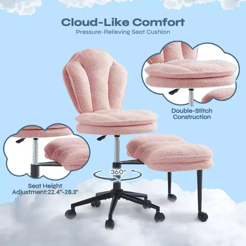 PINMOCO Cross Legged Office Chair Cloud Criss Cross Desk Chair with Lumbar Support Height Adjustable Swivel Chair Yoga Meditation Chair Kneeling Chair