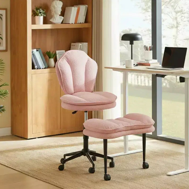 PINMOCO Cross Legged Office Chair Cloud Criss Cross Desk Chair with Lumbar Support Height Adjustable Swivel Chair Yoga Meditation Chair Kneeling Chair