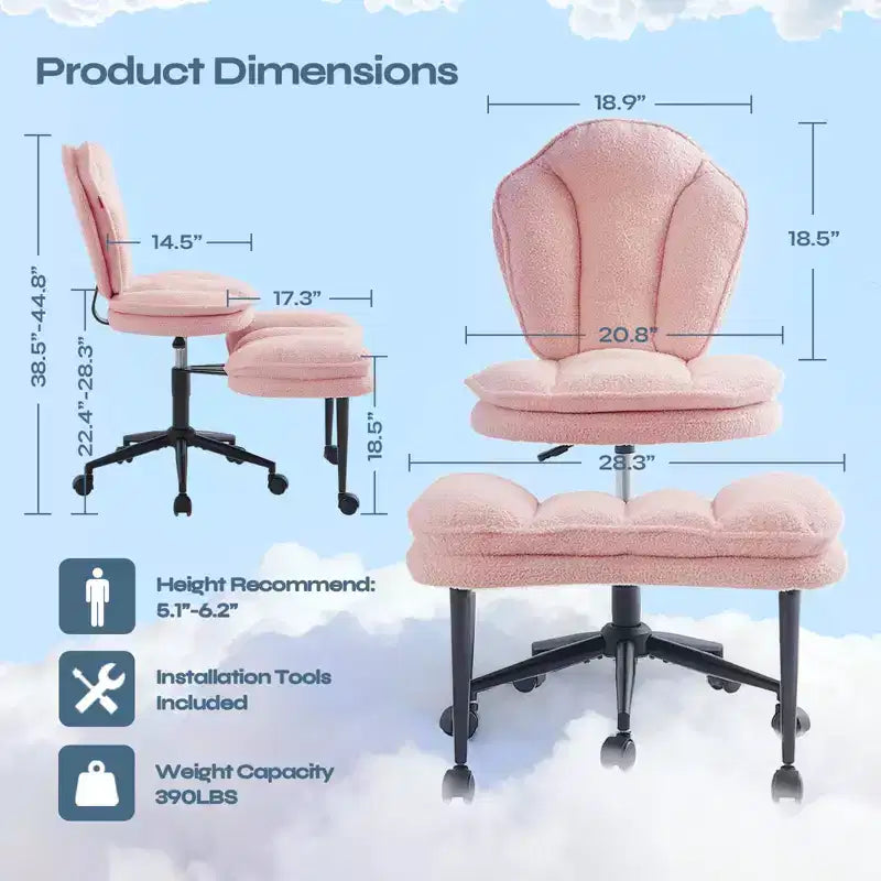 PINMOCO Cross Legged Office Chair Cloud Criss Cross Desk Chair with Lumbar Support Height Adjustable Swivel Chair Yoga Meditation Chair Kneeling Chair