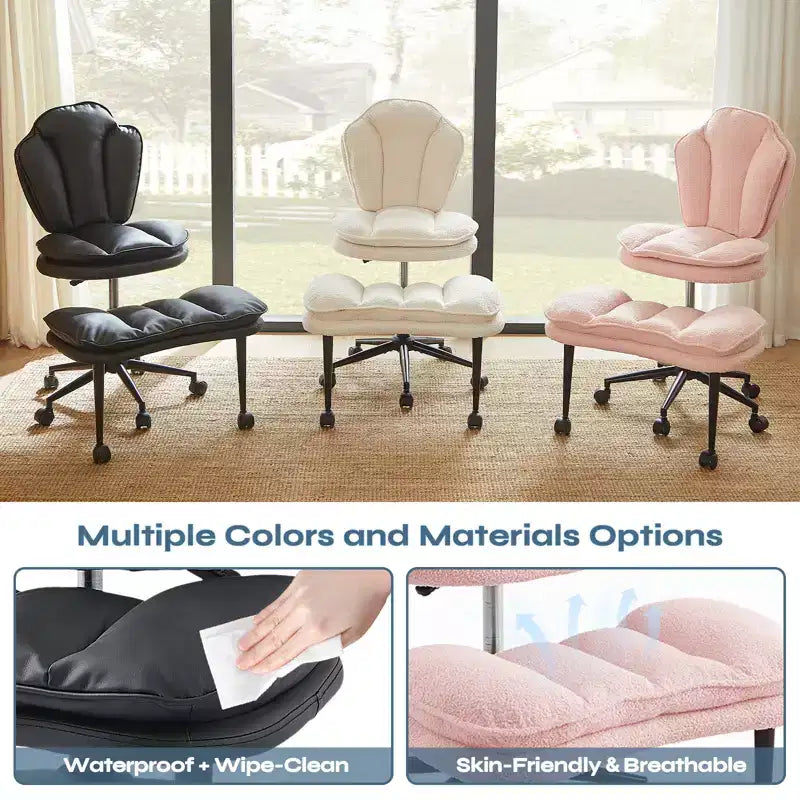 PINMOCO Cross Legged Office Chair Cloud Criss Cross Desk Chair with Lumbar Support Height Adjustable Swivel Chair Yoga Meditation Chair Kneeling Chair