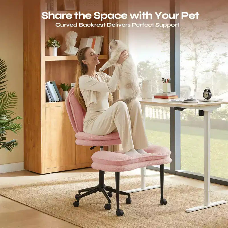 PINMOCO Cross Legged Office Chair Cloud Criss Cross Desk Chair with Lumbar Support Height Adjustable Swivel Chair Yoga Meditation Chair Kneeling Chair
