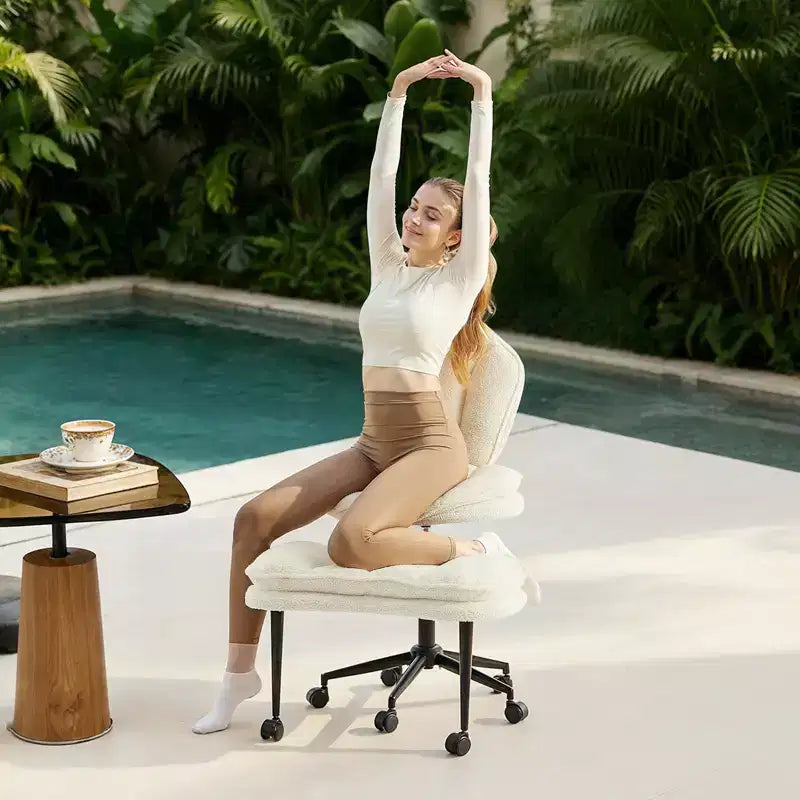 PINMOCO Cross Legged Office Chair Cloud Criss Cross Desk Chair with Lumbar Support Height Adjustable Swivel Chair Yoga Meditation Chair Kneeling Chair