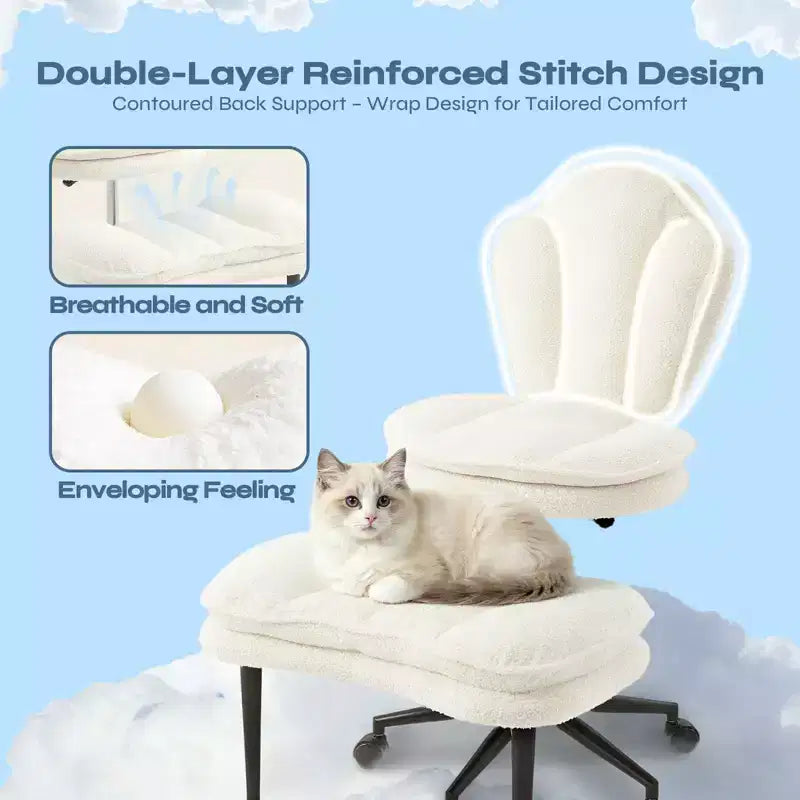 PINMOCO Cross Legged Office Chair Cloud Criss Cross Desk Chair with Lumbar Support Height Adjustable Swivel Chair Yoga Meditation Chair Kneeling Chair