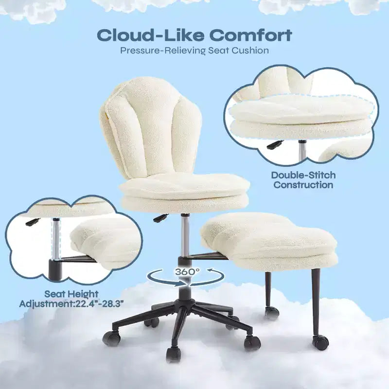 PINMOCO Cross Legged Office Chair Cloud Criss Cross Desk Chair with Lumbar Support Height Adjustable Swivel Chair Yoga Meditation Chair Kneeling Chair