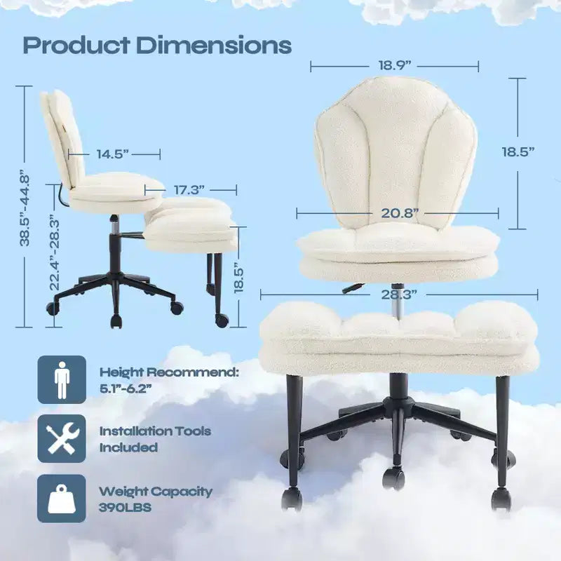 PINMOCO Cross Legged Office Chair Cloud Criss Cross Desk Chair with Lumbar Support Height Adjustable Swivel Chair Yoga Meditation Chair Kneeling Chair