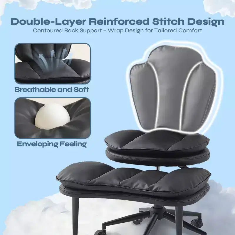 PINMOCO Cross Legged Office Chair Cloud Criss Cross Desk Chair with Lumbar Support Height Adjustable Swivel Chair Yoga Meditation Chair Kneeling Chair
