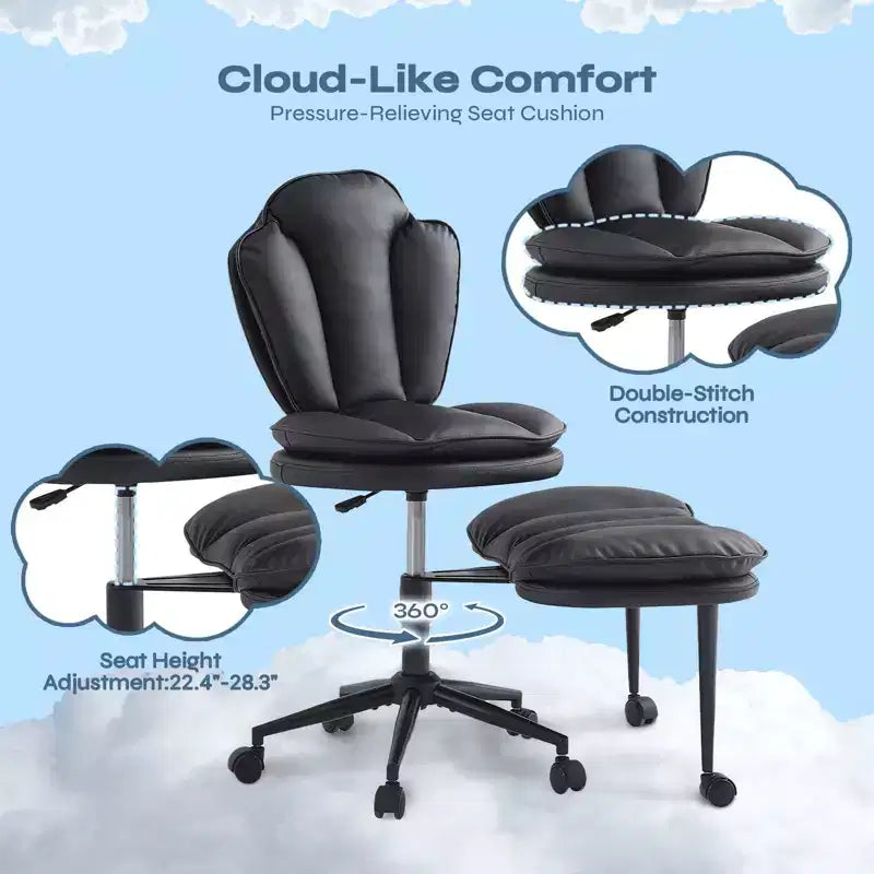 PINMOCO Cross Legged Office Chair Cloud Criss Cross Desk Chair with Lumbar Support Height Adjustable Swivel Chair Yoga Meditation Chair Kneeling Chair