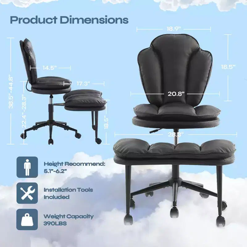 PINMOCO Cross Legged Office Chair Cloud Criss Cross Desk Chair with Lumbar Support Height Adjustable Swivel Chair Yoga Meditation Chair Kneeling Chair