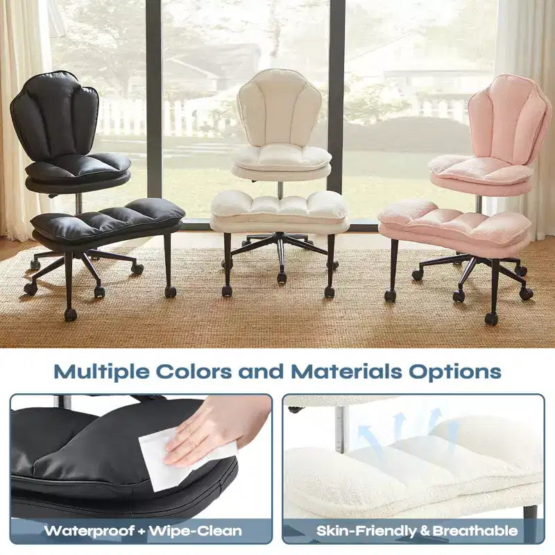 PINMOCO Cross Legged Office Chair Cloud Criss Cross Desk Chair with Lumbar Support Height Adjustable Swivel Chair Yoga Meditation Chair Kneeling Chair