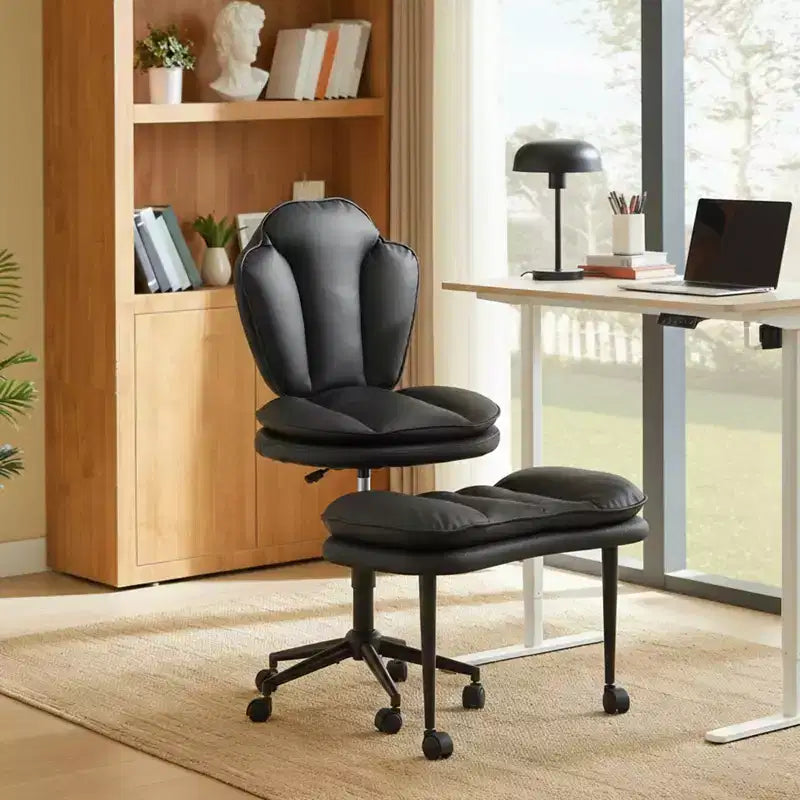 PINMOCO Cross Legged Office Chair Cloud Criss Cross Desk Chair with Lumbar Support Height Adjustable Swivel Chair Yoga Meditation Chair Kneeling Chair