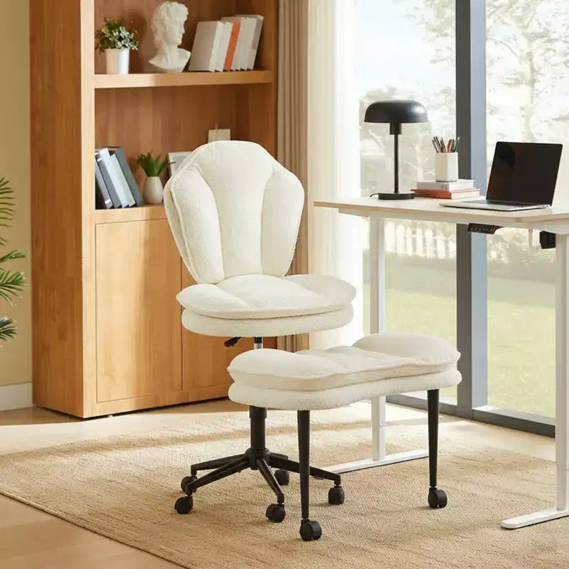 PINMOCO Cross Legged Office Chair Cloud Criss Cross Desk Chair with Lumbar Support Height Adjustable Swivel Chair Yoga Meditation Chair Kneeling Chair