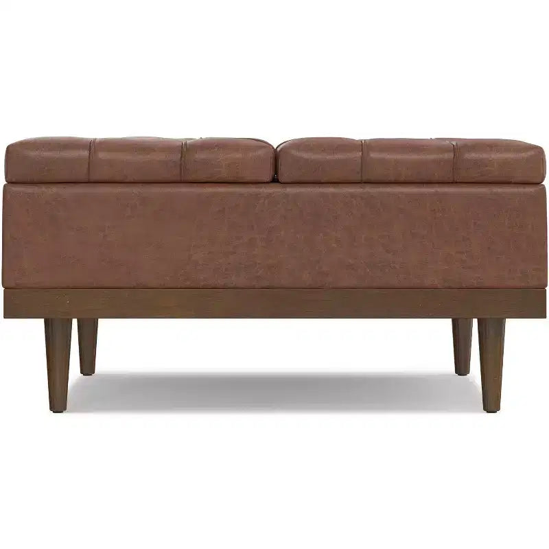 Tiana 36 inch Wide Contemporary Rectangle Storage Ottoman in faux leather