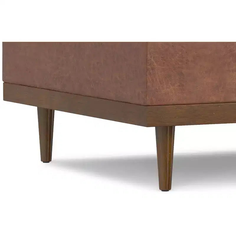 Tiana 36 inch Wide Contemporary Rectangle Storage Ottoman in faux leather