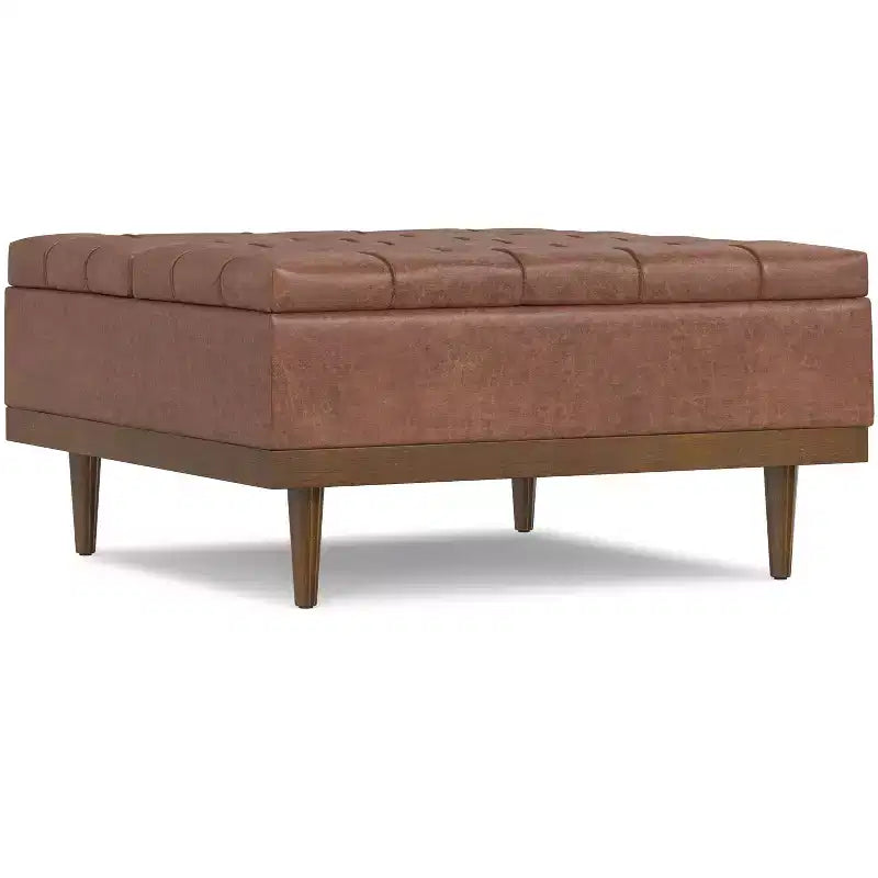 Tiana 36 inch Wide Contemporary Rectangle Storage Ottoman in faux leather