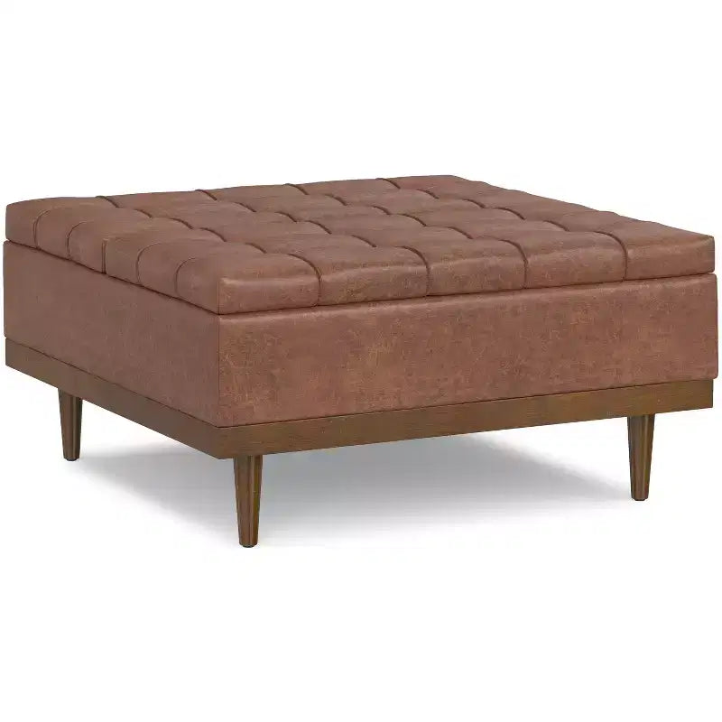 Tiana 36 inch Wide Contemporary Rectangle Storage Ottoman in faux leather