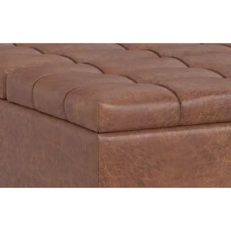 Tiana 36 inch Wide Contemporary Rectangle Storage Ottoman in faux leather