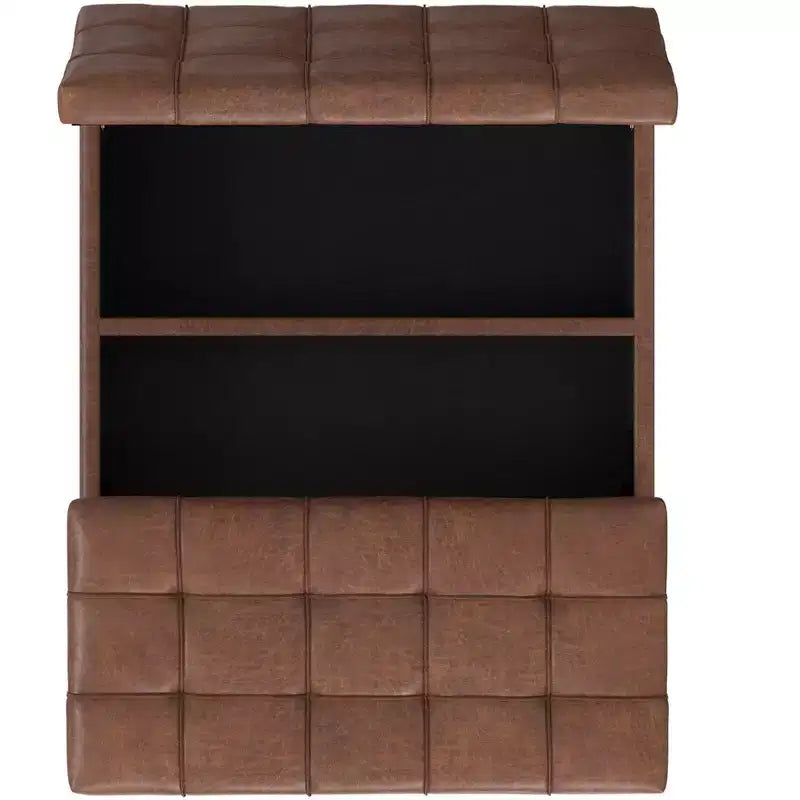 Tiana 36 inch Wide Contemporary Rectangle Storage Ottoman in faux leather