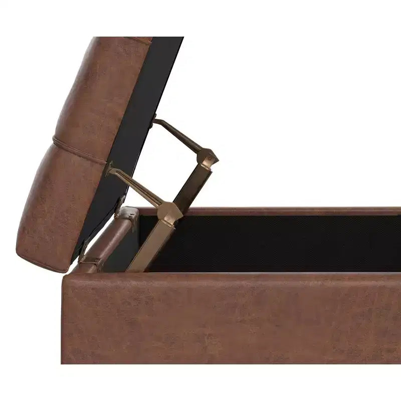 Tiana 36 inch Wide Contemporary Rectangle Storage Ottoman in faux leather