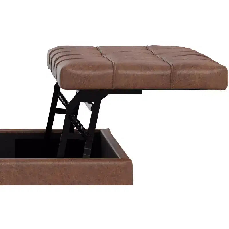 Tiana 36 inch Wide Contemporary Rectangle Storage Ottoman in faux leather