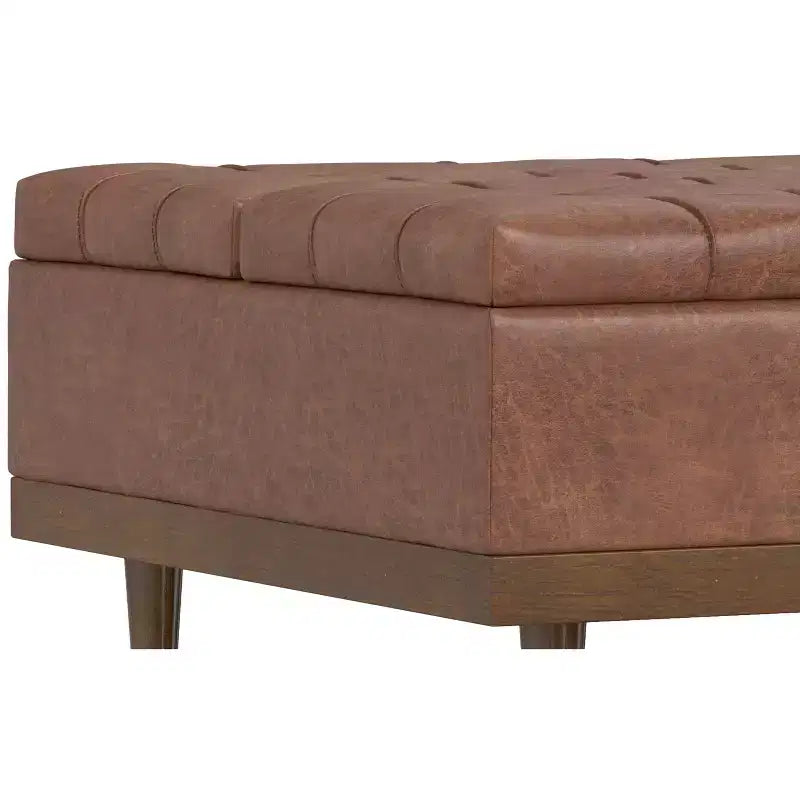 Tiana 36 inch Wide Contemporary Rectangle Storage Ottoman in faux leather