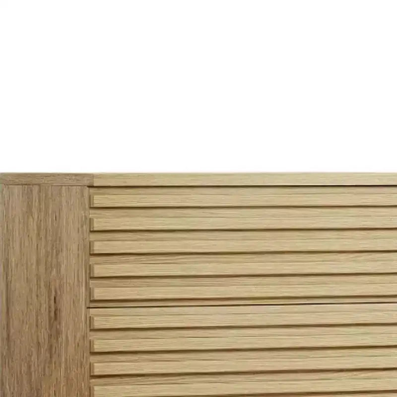 HomeRoots Set of Two 23 Natural Solid Wood Ribbed Texture Two Drawer Nightstand