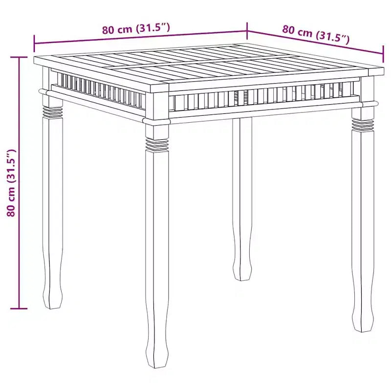 vidaXL Dining Table Teak Fine sanded teak hardwood with a water-based finish