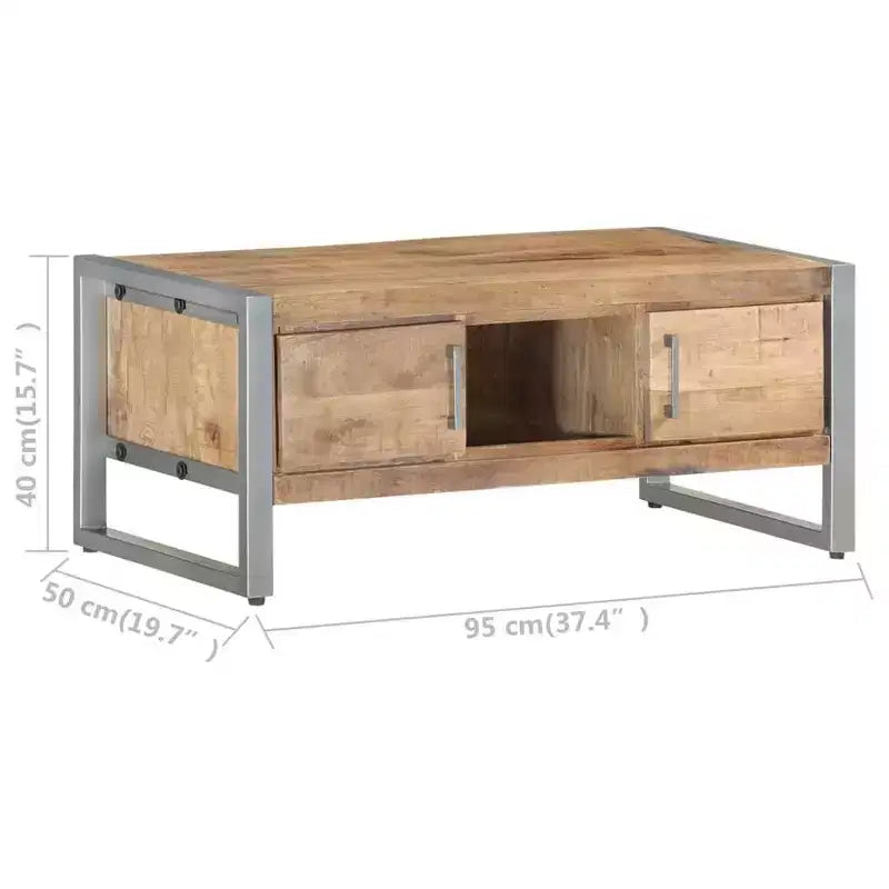 vidaXL Coffee Table 37.4x19.7x15.7 Rough Mango Wood