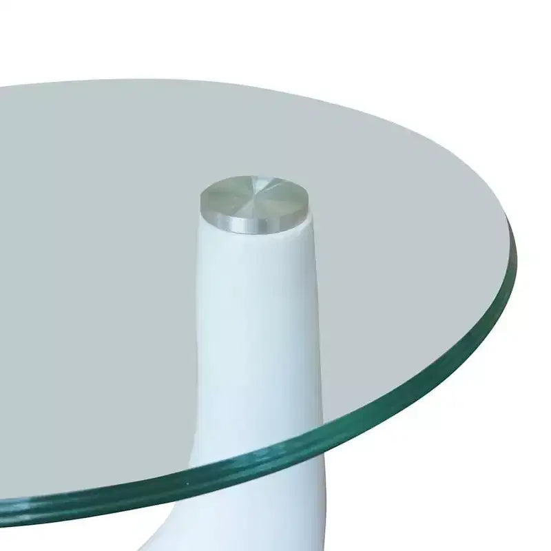vidaXL Coffee Table End Table Living Room Side Table with Round Glass Top - Black 2-Pack