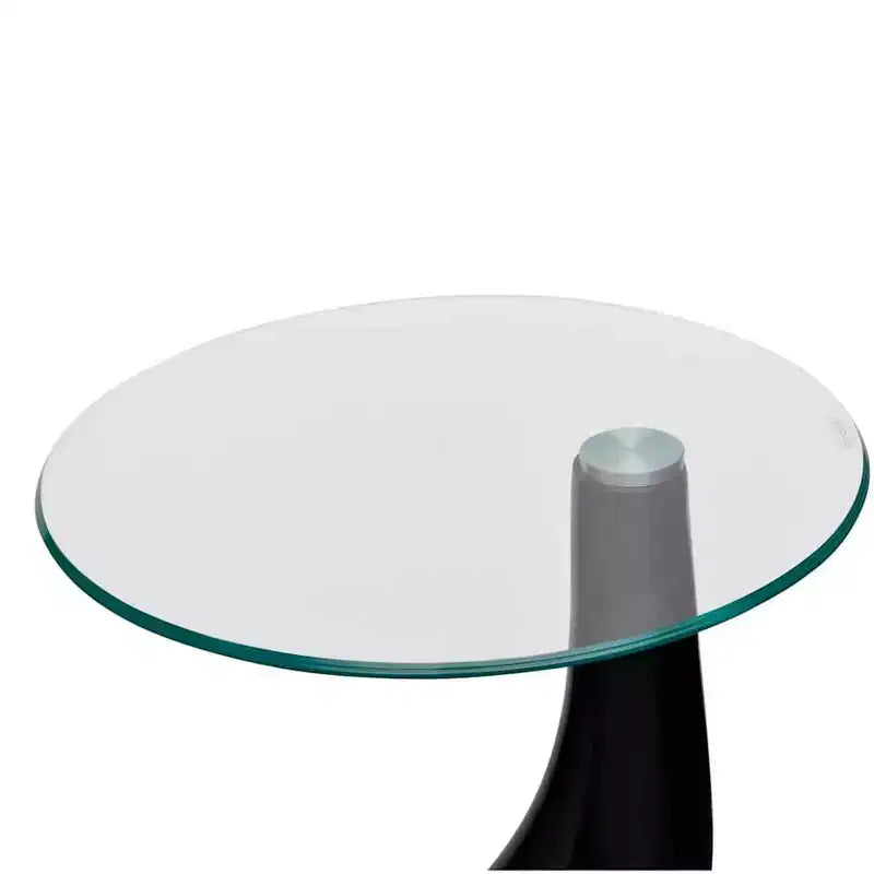 vidaXL Coffee Table End Table Living Room Side Table with Round Glass Top - Black 2-Pack