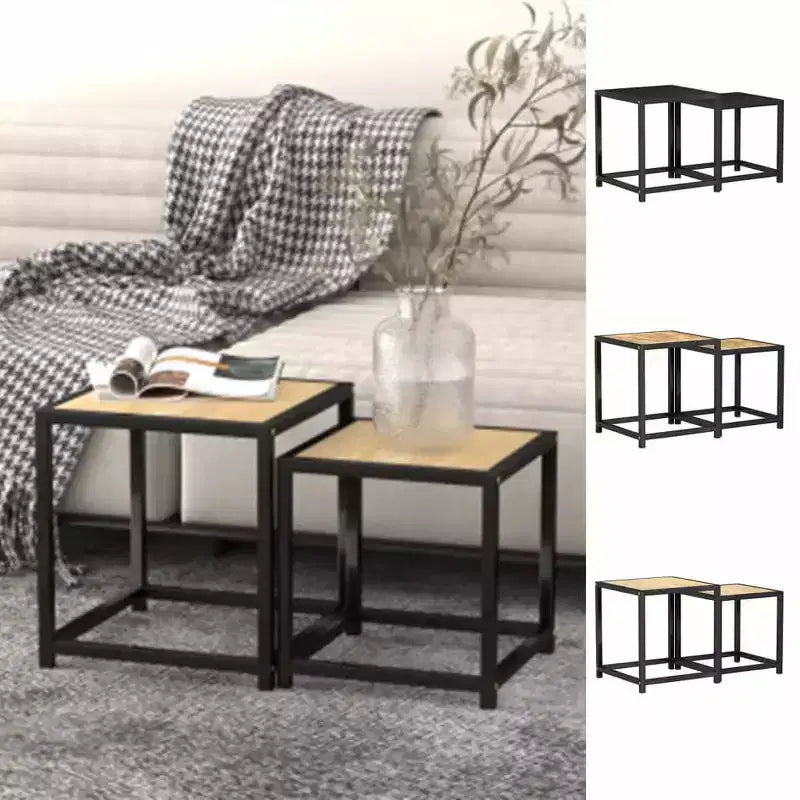 vidaXL Tea Tables Accent Nesting Coffee End Table for Living Room 2 Pcs MDF