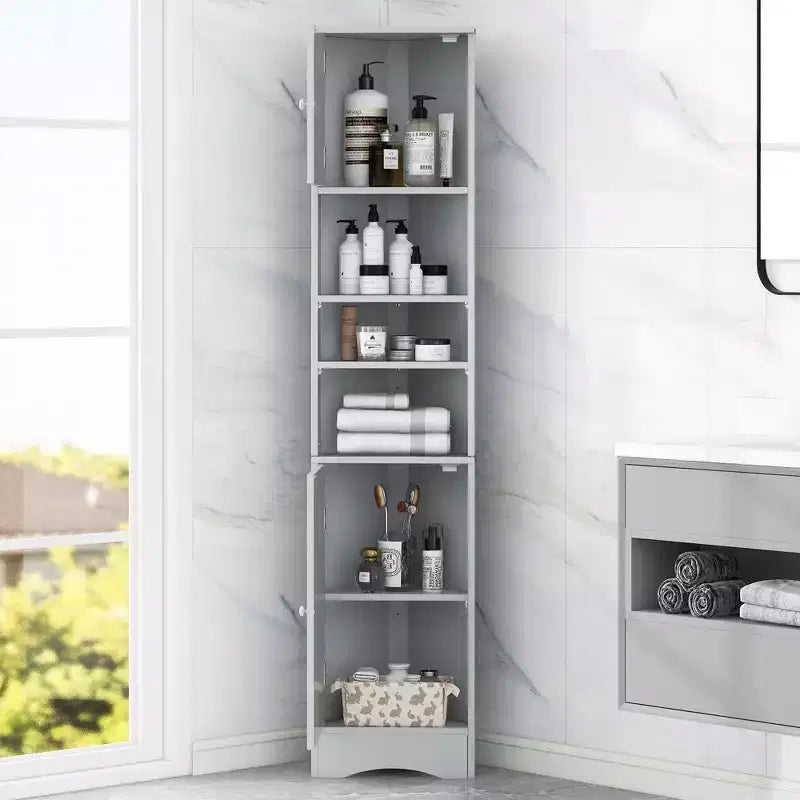 CASAINC 66.9H Tall Corner Cabinet with 2 Doors, Adjustable Shelves, Multi-Functional Storage