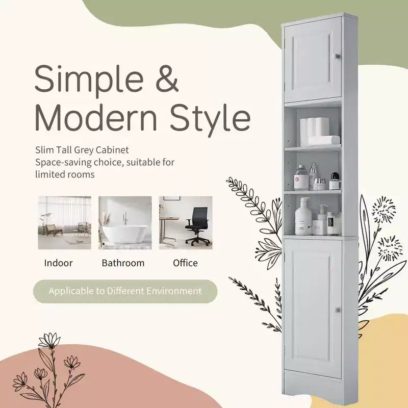 CASAINC 66.9H Tall Corner Cabinet with 2 Doors, Adjustable Shelves, Multi-Functional Storage