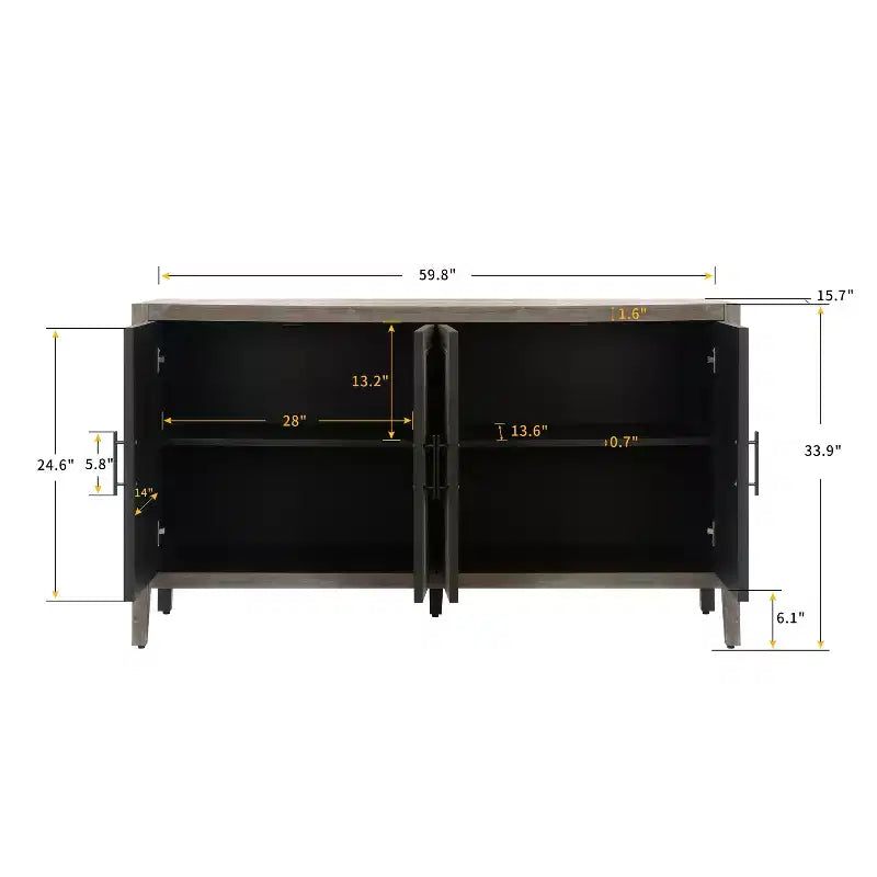 GDFStudio Feya 59.8'' Farmhouse Accent Cabinet with 4 Doors and Adjustable Shelves