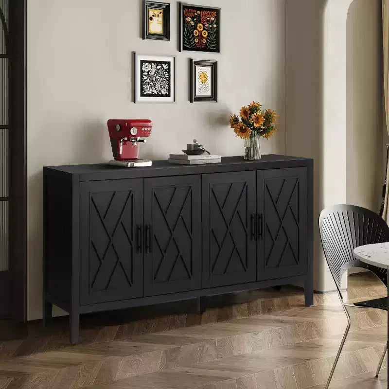 GDFStudio Feya 59.8'' Farmhouse Accent Cabinet with 4 Doors and Adjustable Shelves